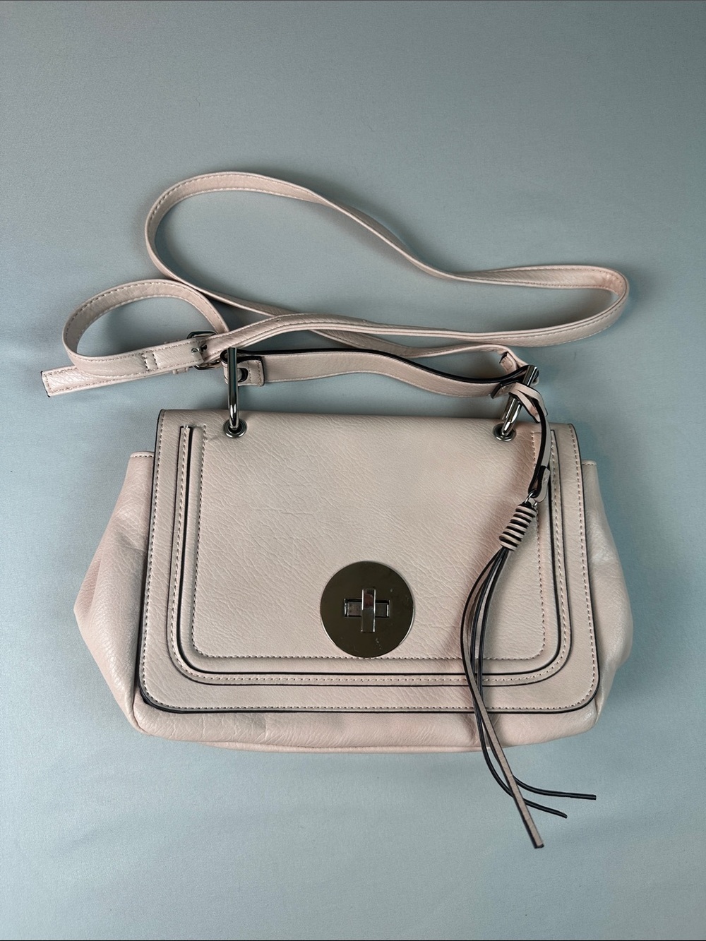 Franco Sarto Women's Crossbody Purse Pink Cream Over the Shoulder Bag Handle